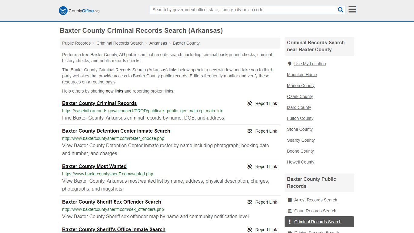 Baxter County Criminal Records Search (Arkansas) - County Office