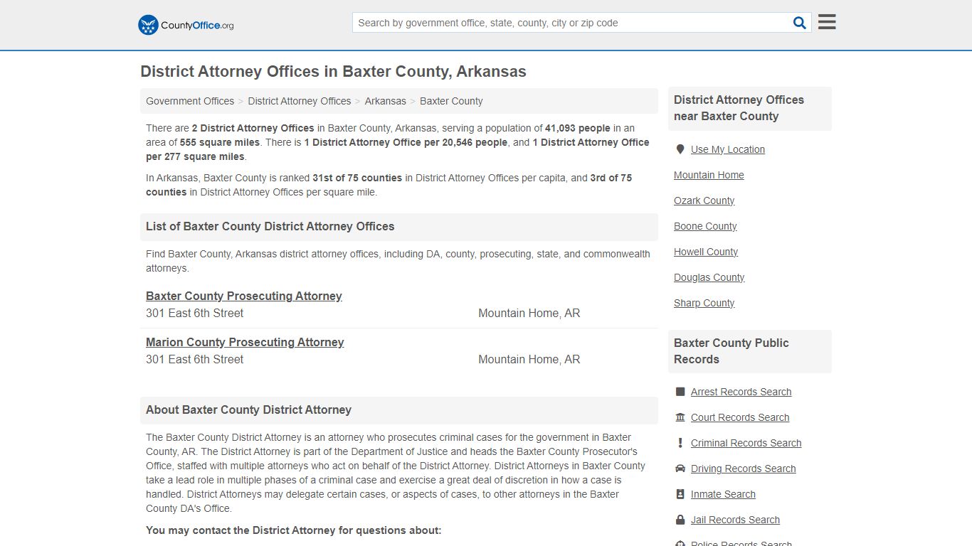 Baxter County, AR (Criminal Records & Cases) - County Office