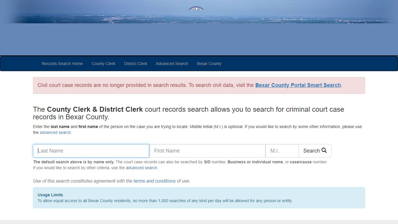 Court Records Search - Bexar County, Texas